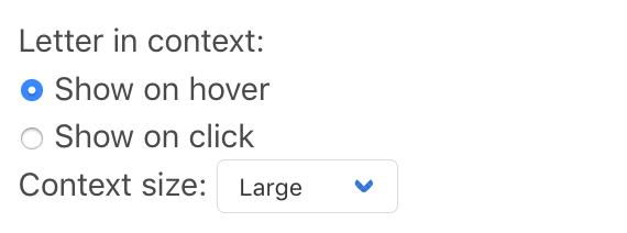 Letter context options